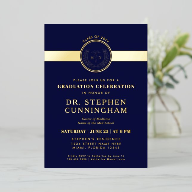 Moderner MD Doktor der Medicine Med School Abschlu Folieneinladung (Stehend vorne)