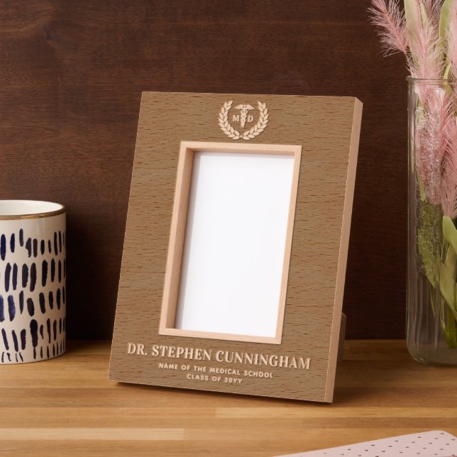 Moderner MD Doktor der Medicine Med School Abschlu Geätzte Rahmen (Linke Ecke)