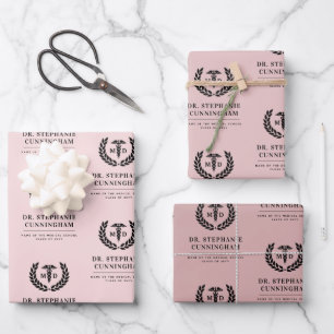 Moderner MD Doktor der Medicine Med School Abschlu Geschenkpapier Set