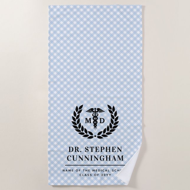 Moderner MD Doktor der Medicine Med School Abschlu Strandtuch (Vorderseite)