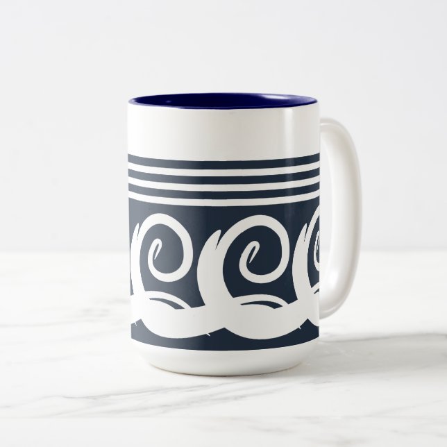 Moderner Meander Zweifarbige Tasse (VorderseiteRechts)