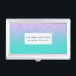 Moderner Meerjungfrau-Glitzer Türkis ombre Visitenkarten Etui<br><div class="desc">Stilvoll,  mädchenhaft,  Imitate lila Lavendel mermaid Glitzer ombre türkis Hintergrund.</div>