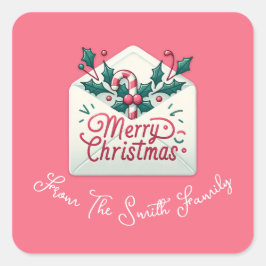 Moderner Merry Mail Whimsical Weihnachten Individu Quadratischer Aufkleber