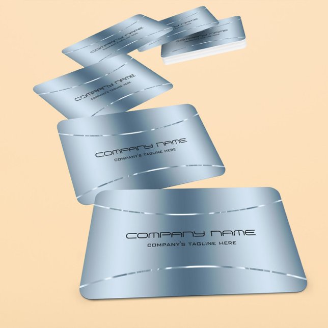 Moderner Metallischer Blaurostfreier Stahl Look 2 Visitenkarte (Von Creator hochgeladen)