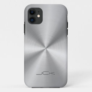 Moderner metallischer Silber-Grau-Stahllook Case-Mate iPhone Hülle