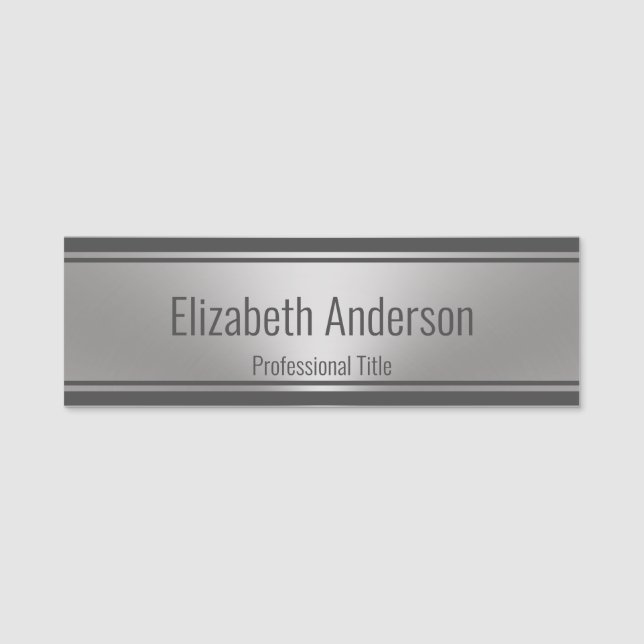 Moderner MetallLook mit Beruflichem Titel Namensschild (Vorderseite)