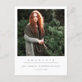 MODERNER MINIMAL CLEAN CUSTOM FOTO ABSCHLUSS ANKÜNDIGUNGSPOSTKARTE