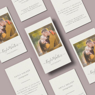 Moderner Minimal-Einfache Foto-Fotograf Elfenbein Visitenkarte