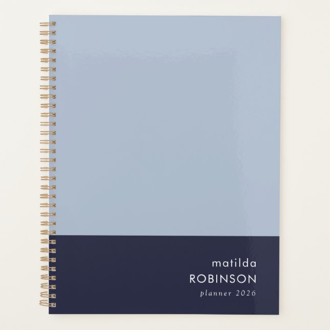 Moderner Minimal-Farbblock Blue Dual Tone 2026 Planer (Vorderseite)
