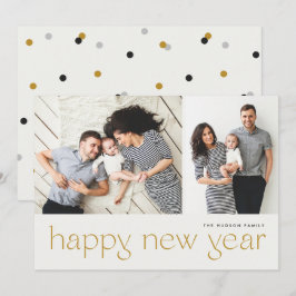 Moderner Minimal glücklich Neujahr 2 Foto Urlaub C Feiertagskarte