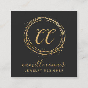 Moderner Minimal Gold Monogram Schmuckdesigner Quadratische Visitenkarte