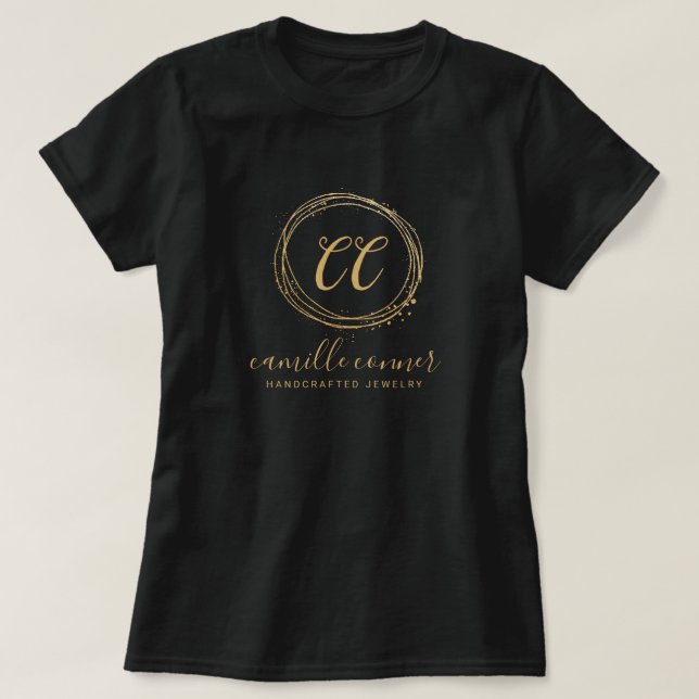 Moderner Minimal Gold Monogram Schmuckdesigner T-Shirt (Design vorne)