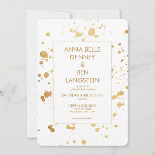 Moderner Minimal Gold Paint Spritzer Elegante Hoch Einladung