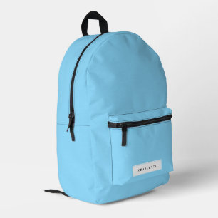 Moderner Minimal Light Blue Solid Color Individuel Bedruckter Rucksack