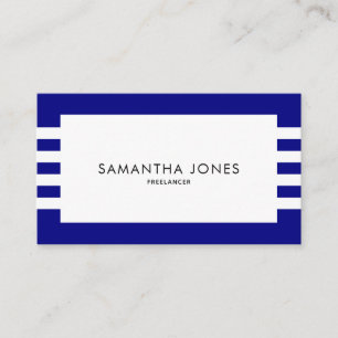 Moderner Minimal Navy Blue White Stripes Freelance Visitenkarte