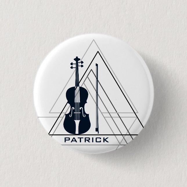 Moderner Minimal Navy Blue & White Violin Designer Button (Vorderseite)