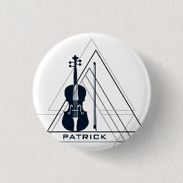 Moderner Minimal Navy Blue & White Violin Designer Button