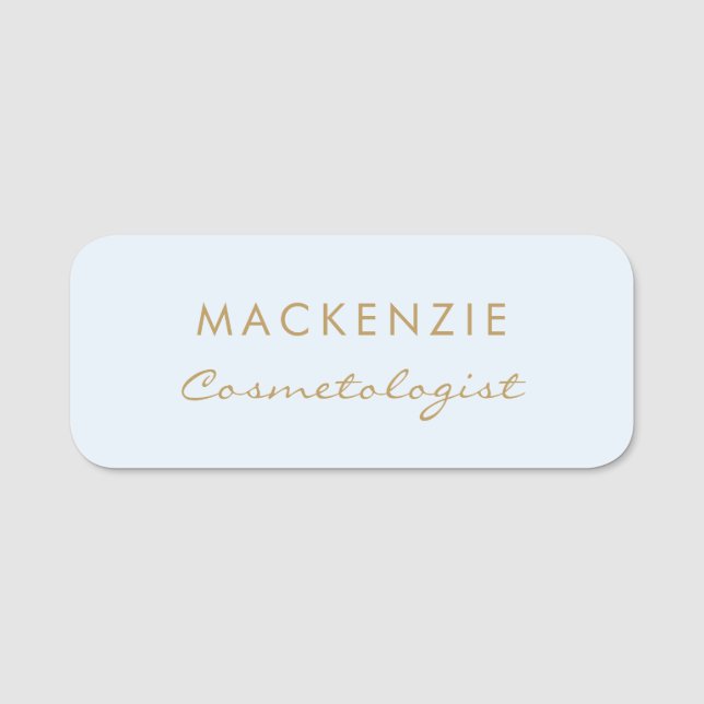 Moderner Minimal Pastel Blue Beruflich Mitarbeiter Namensschild (Vorderseite)