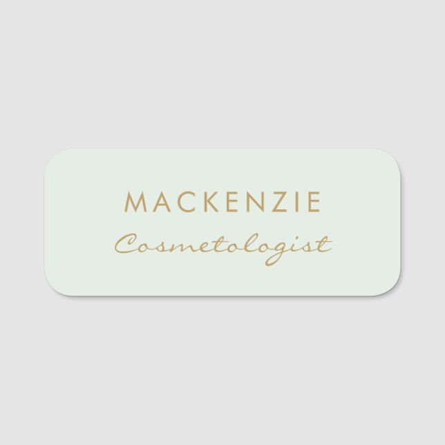 Moderner Minimal Pastel Green Beruflich Mitarbeite Namensschild (Vorderseite)