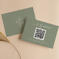 Moderner Minimal Sage Green Boho Wedding QR Code