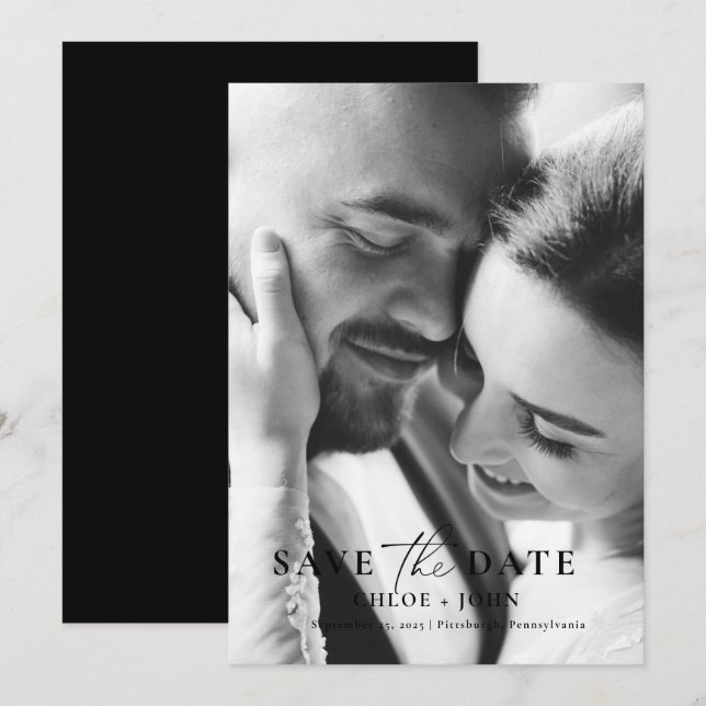 Moderner Minimal Save the Date Einladung (Vorne/Hinten)