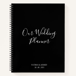 Moderner Minimal Script Black Muslim Wedding Plann Notizbuch