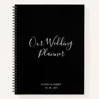 Moderner Minimal Script Black Muslim Wedding Plann Notizbuch