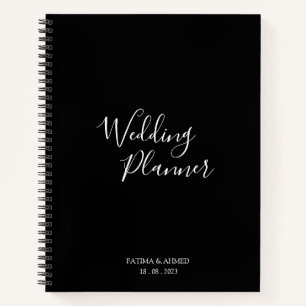 Moderner Minimal Script Black Muslim Wedding Plann Notizbuch