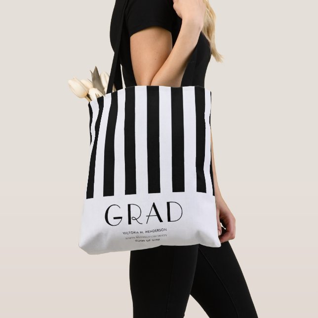 Moderner Minimaler Abschluss Schwarz-Weiß Streifen Tasche (Von Nahem)