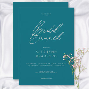 Moderner Minimaler Aquamariner Bridal Brunch Einladung