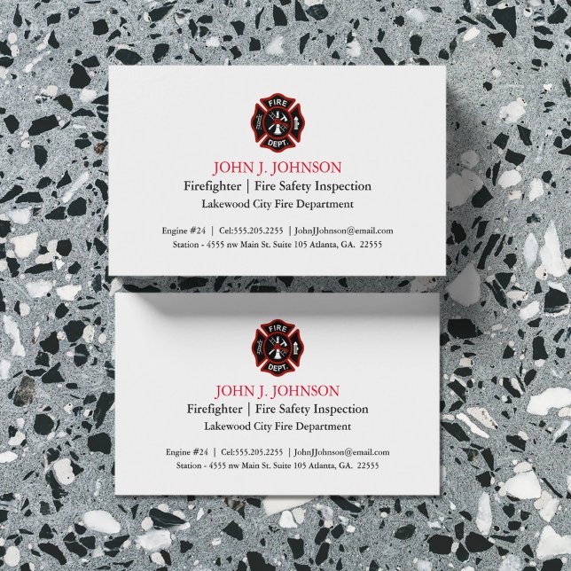 Moderner Minimaler Feuerwehrmann | Feuerinspektor  Visitenkarte (Von Creator hochgeladen)