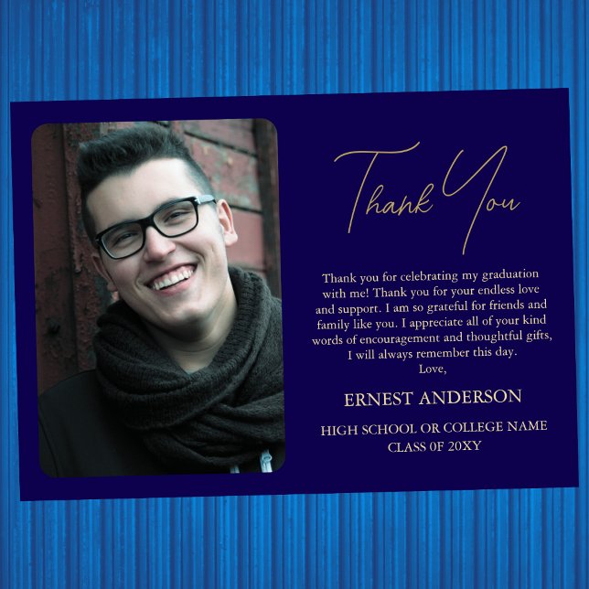 Moderner Minimaler Foto Abschluss Danke Karte (Von Creator hochgeladen)