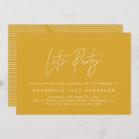 Moderner, minimaler, geometrischer Senf-Geburtstag