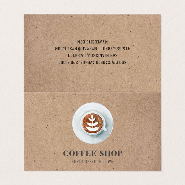 Moderner Minimaler Kaffee-Shop Beruflich Visitenkarten (Außenseite Aufgefaltet)