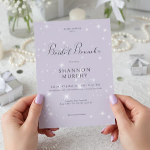Moderner Minimaler Lila Sparkle Bridal Brunch Einladung