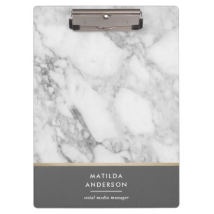 Moderner minimaler Marmor und Gold geometrisch Klemmbrett