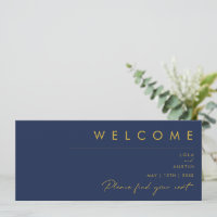 Moderner minimaler Navy Blue Gold Seating Chart He