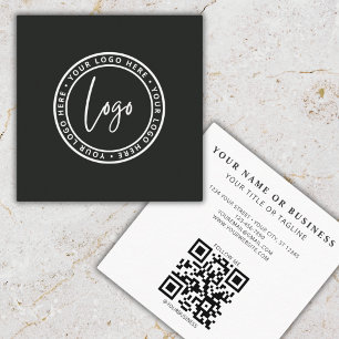 Moderner Minimaler QR-Code für Schwarz Quadratische Visitenkarte