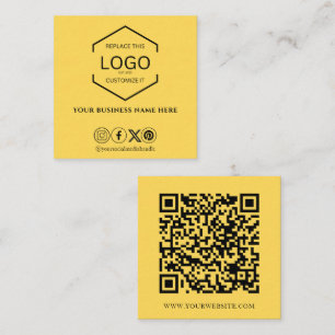 Moderner Minimaler QR-Code für soziale Medien gelb Quadratische Visitenkarte
