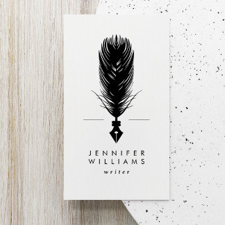 Moderner Minimaler Schriftsteller Quill Feather Pe Visitenkarte