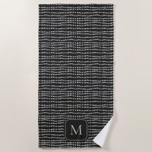 Moderner Minimaler Schwarz-Weiß-Polka-Dot Mit Mono Strandtuch