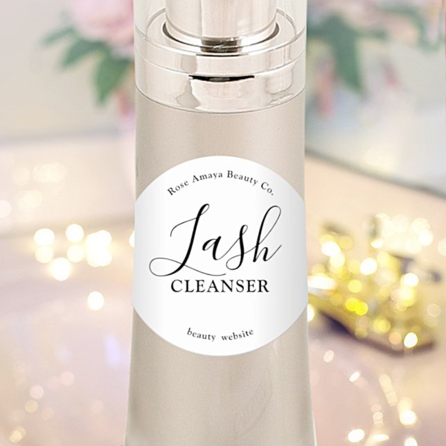 Moderner Minimaler Script Lash Cleanser Runder Aufkleber (Von Creator hochgeladen)