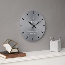 Moderner Minimaler Silberhochzeitstil zum Jubiläum Große Wanduhr