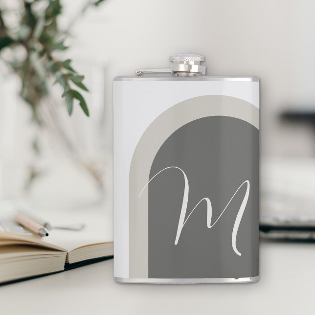Moderner Minimaler Stilbogen mit Monogramm Flachmann (Von Creator hochgeladen)