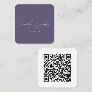Moderner minimaler violetter handgeschriebener Sch Quadratische Visitenkarte