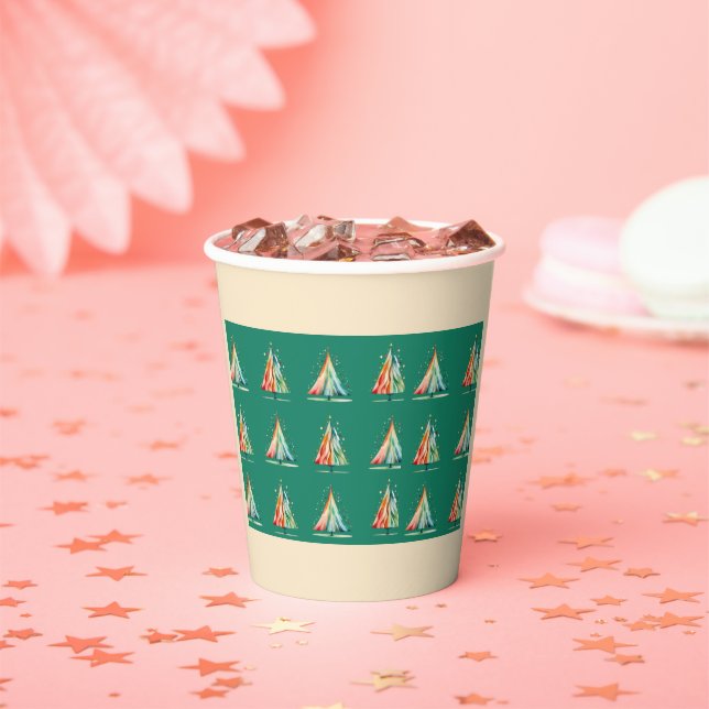 Moderner Minimaler Weihnachtsbaum Papier Cup Pappbecher (Insitu)
