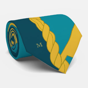 Moderner Minimalismus Aquamarin Gold Braid Elegant Krawatte