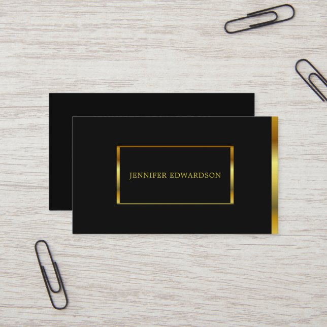 Moderner Minimalismus in Schwarzgold beruflich Visitenkarte (Vorderseite/Rückseite Beispiel)