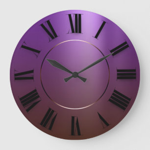 Moderner Minimalismus Ombre Lila römische Nummern Große Wanduhr