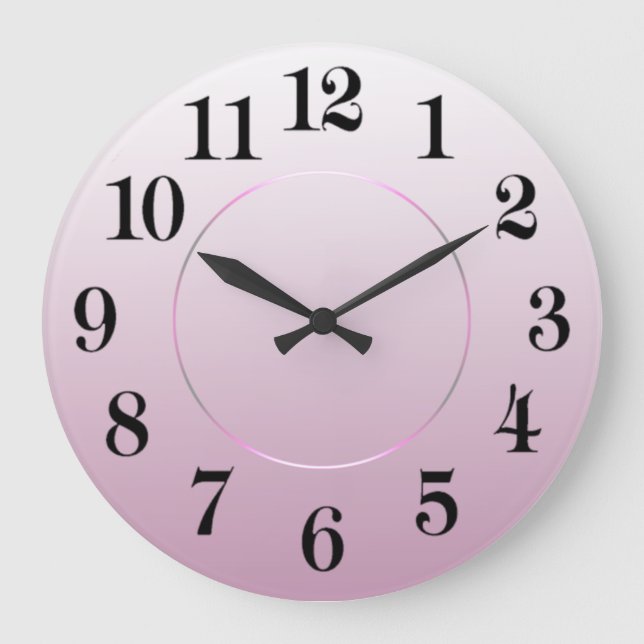 Moderner Minimalismus Schwarz Pink arabische Zahle Große Wanduhr (Vorderseite)